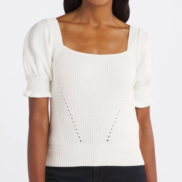 French Connection Caballo Mozart Short Sleeve Square Neck Sweater **NWOT** - Picture 1 of 4
